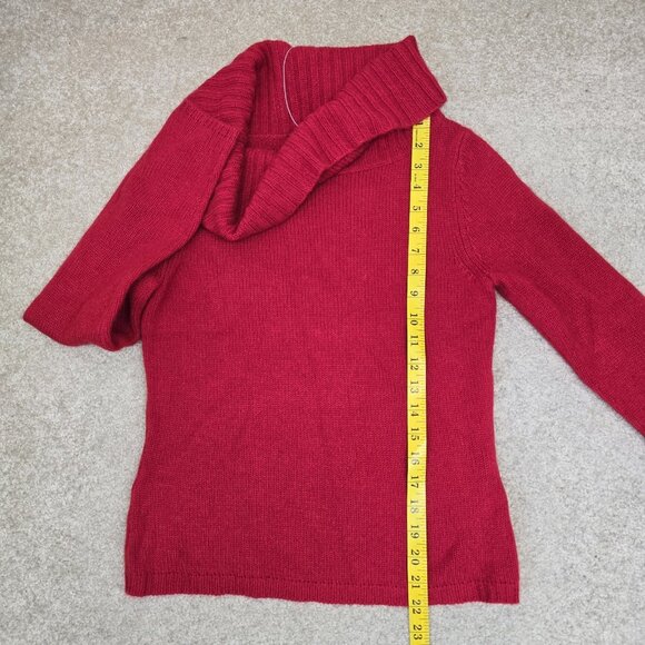 NWT Ann Taylor 100% Cashmere Cowl Neck Sweater Size S Knit Pullover Red Holiday - Picture 7 of 7